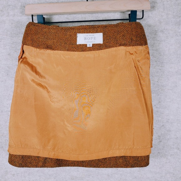 1970s Wool Mini Skirt Brown Small Dark Academia Library‎ Preppy Feminine Skirt - Picture 8 of 15